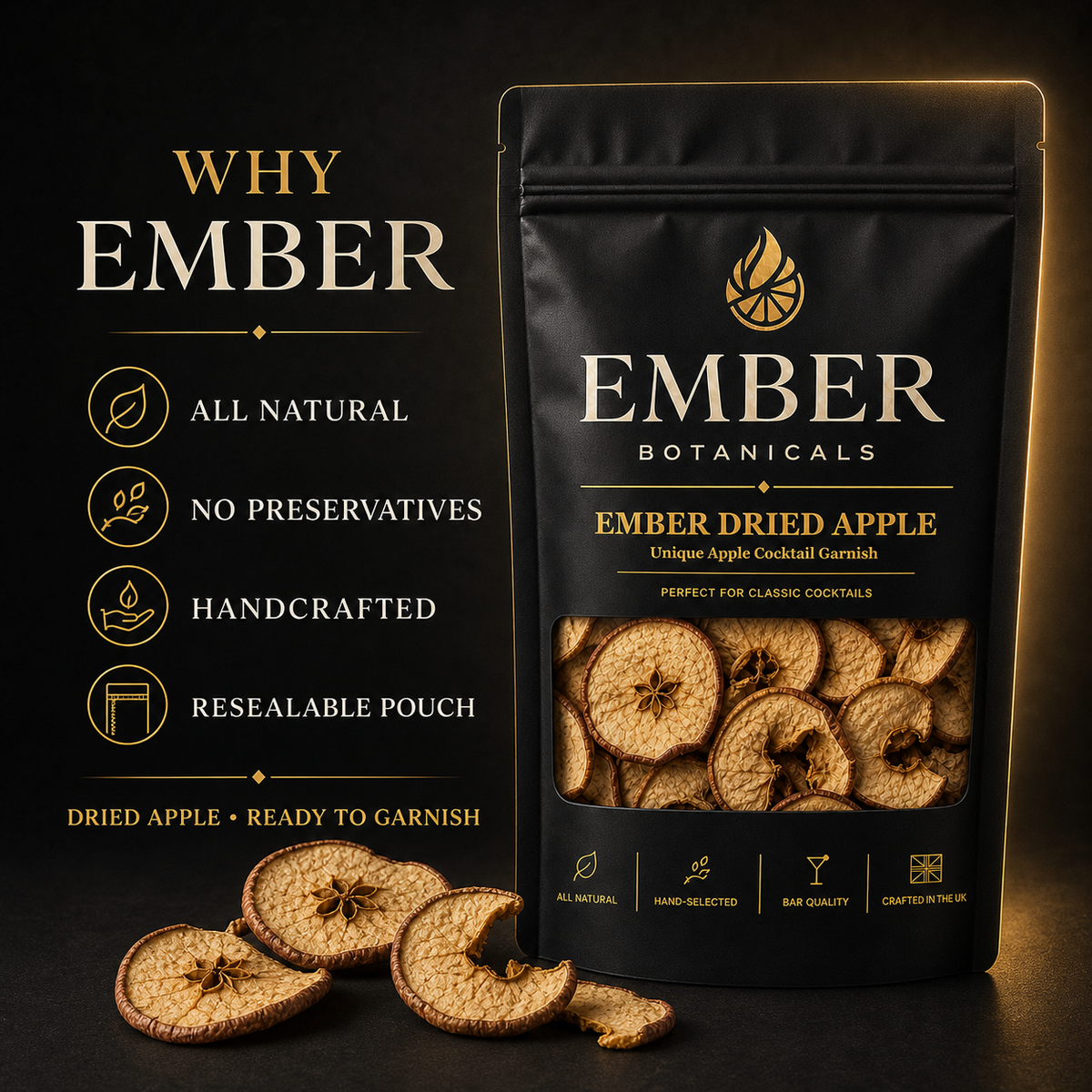 Premium Dried Apple Slices for Cocktails