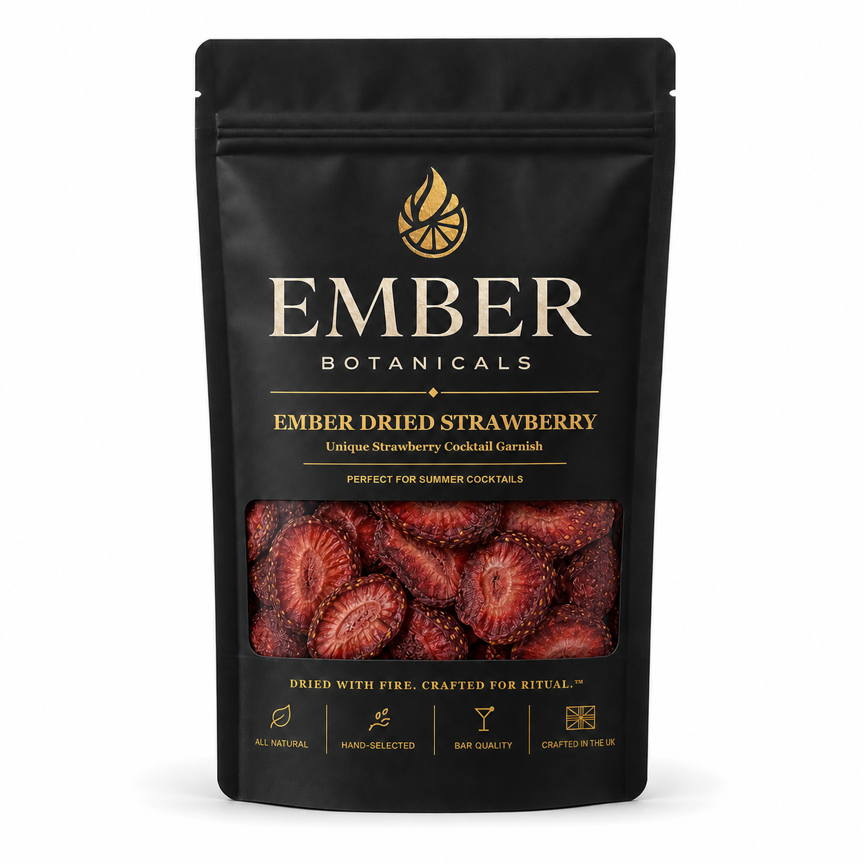 Premium Dried Strawberry Garnish for Cocktails