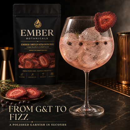 Premium Dried Strawberry Garnish for Cocktails