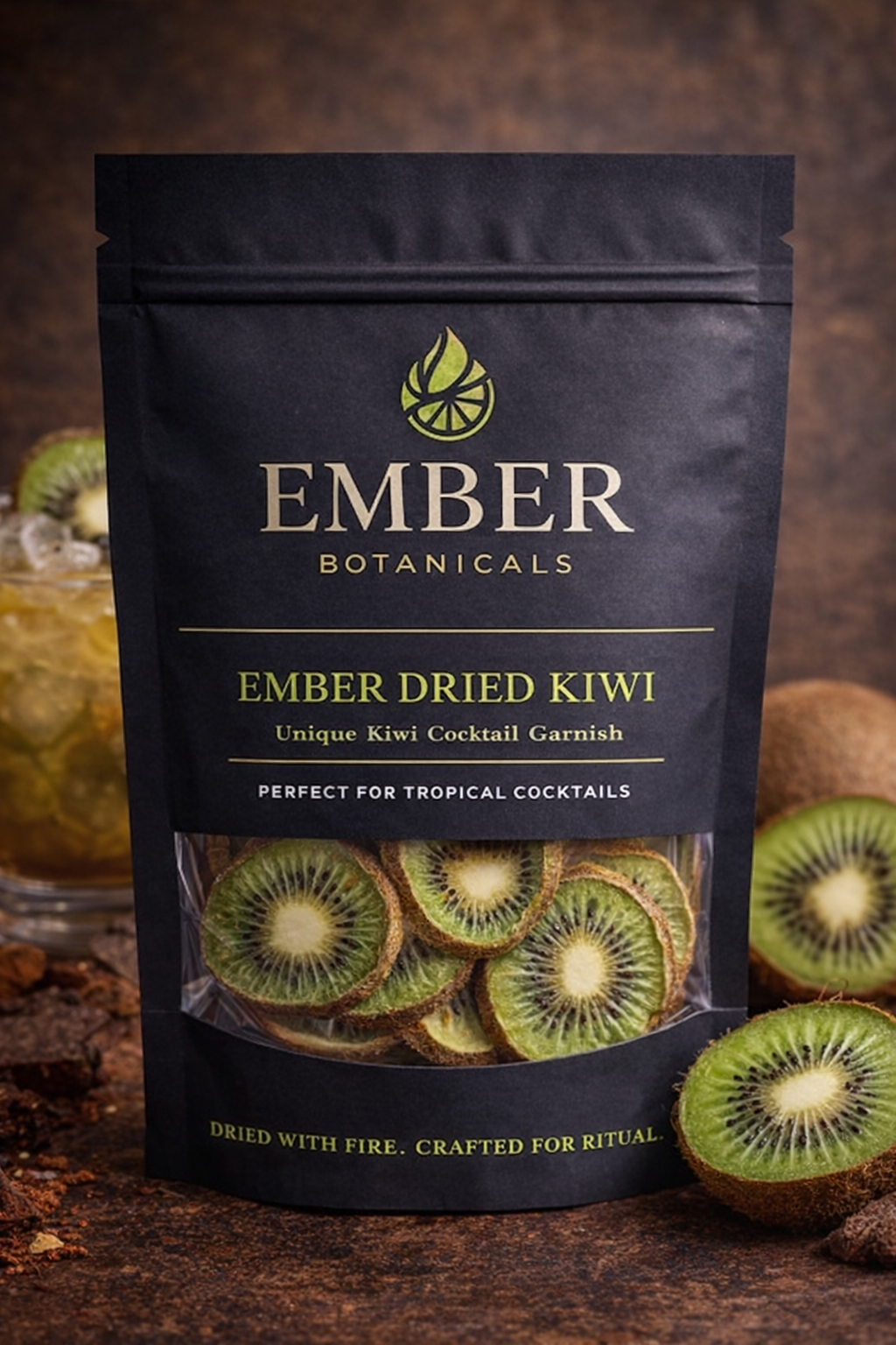 Premium Dried Kiwi Garnish for Cocktails